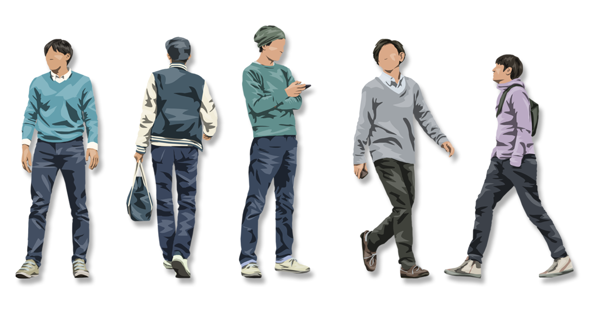 Vol.123 切り抜き人物(32) 男性 | 建築パース素材無料