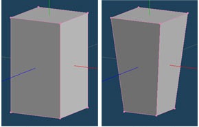 （左）直方体の作成 （右）底面を縮小